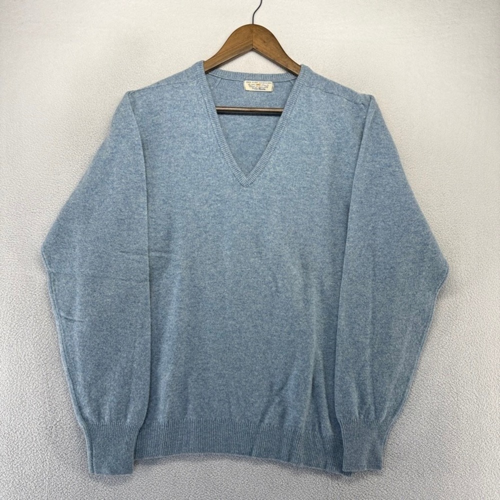Vintage Cox Moore Sweater Men's Large blue 100% Lambswool Deadstock England NEW